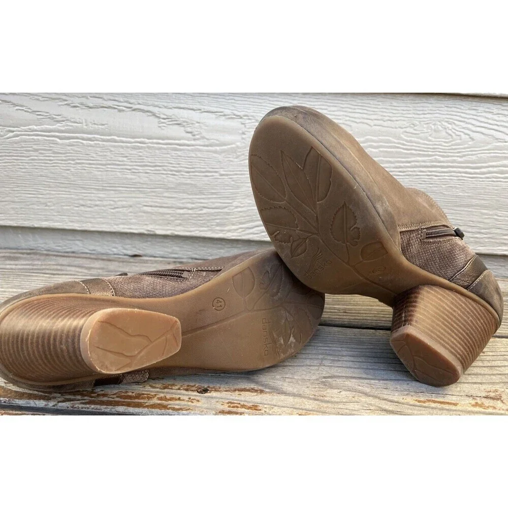 Dansko Marcia Women's 41 US 10.5-11 Brown Leather Ankle Booties Heeled